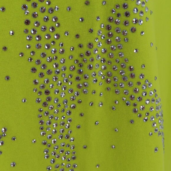Calvin Klein Womens Large Yellow Green White Rhinestone Bling Tee T Shirt Dress - Picture 5 of 14